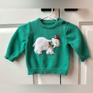 M&S Marks and Spencer Pure Cotton Polar Bear Christmas Jumper (Size 3-6 Months)